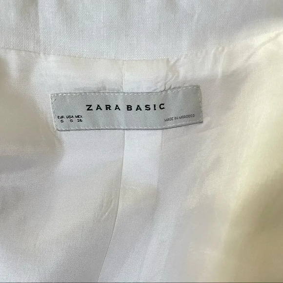 ZARA White 100%  Linen Belted Summer Jacket Small - Picture 3 of 15